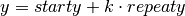 y = starty + k \cdot repeaty